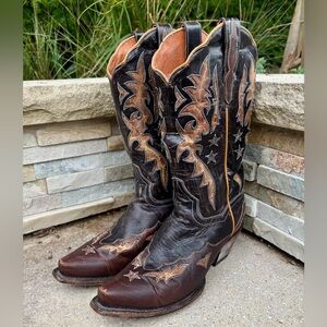 Dan Post Amelia Women’s Western Boots Chocolate Cognac Leather Cowboy 7M